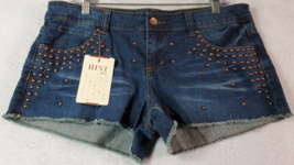 HINT Studded Shorts Womens Size 30 Blue Denim Cotton Pockets Flat Front Beaded - £12.18 GBP