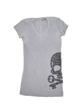 Affliction T Shirt Womens M Grey Skull Short Sleeve Long Live Fast Cotto... - £15.10 GBP