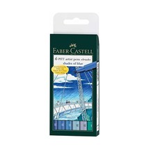 Faber-Castell Pitt Artists Shades of Blue Pen Brush (Wallet of 6)  - £33.56 GBP