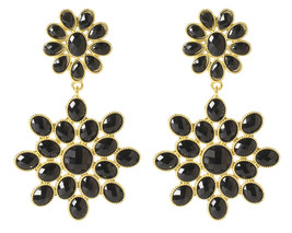 Amrita Singh East Lake Morning Black Resin Floral Drop Earrings ERC 376 NWT - £15.56 GBP