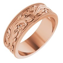Authenticity Guarantee 
14k Rose Gold 6 mm Sculptural Wedding Band with Milgr... - £890.55 GBP+