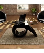 Coffee Table with Oval Glass Top High Gloss Black - £225.22 GBP