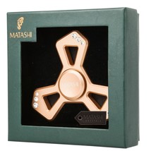 Rose Gold Plated Triangle Spinner Christmas Ornament w/ Matashi Crystals - $26.99