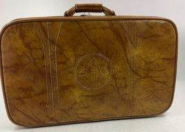 VTG 1983 American Tourister Brown Leather Suit Case Carry On Luggage 22x13x6.5 - £93.41 GBP