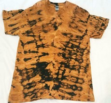 Black Brown Unisex Bleach Tie Dye Spiral Design T-shirt. - Size Large - £13.36 GBP
