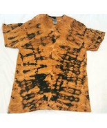 Black Brown Unisex Bleach Tie Dye Spiral Design T-shirt. - Size Large - £13.28 GBP