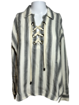 Maven West Womens Small Lace Up Striped Shirt Top Blouse - £13.87 GBP