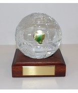 EXQUISITE VINTAGE WATERFORD CRYSTAL WORLD GLOBE WITH ENGRAVEABLE WOOD BASE - £69.54 GBP