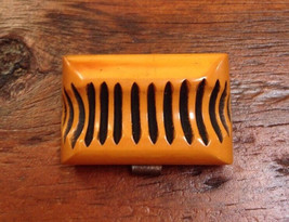 Vtg Bakelite Butterscotch Amber Carved Chunky Charm Mid Century Buckle T... - £99.36 GBP