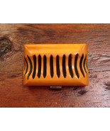Vtg Bakelite Butterscotch Amber Carved Chunky Charm Mid Century Buckle T... - £98.32 GBP