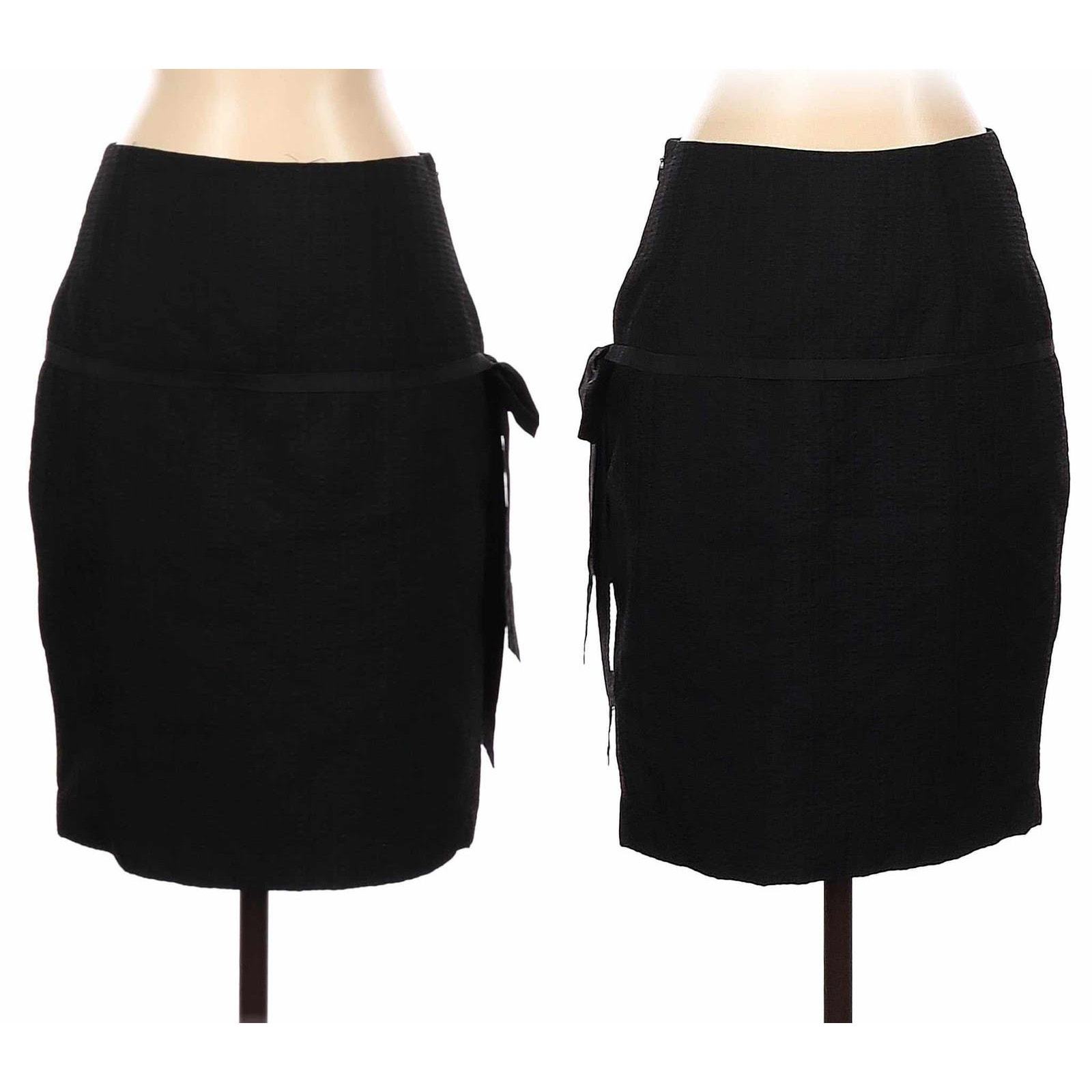 Tracy Reese Silk Blend Bow Textured Pencil Skirt Black Size 2 - $35.00