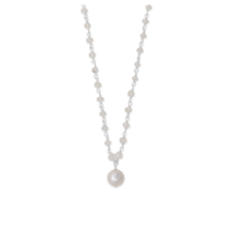 .925 Silver Rainbow Moonstone and Cultured Freshwater Pearl 16&quot; + 2&quot; Necklace - £38.36 GBP