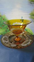 Amber Crystal Bohemian Wine Water Glasses - Sorbet and Plate - CORDIALS ... - $54.87+