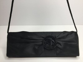 Apt 9 Small Black Rose Flower Clutch Evening Shoulder Bag Purse Prom Ele... - $39.99