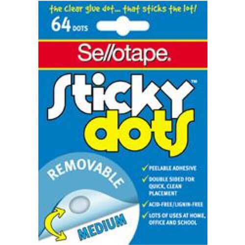 Sellotape Sticky Dots Medium (64 Dots) - Removable - $14.11