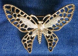 Vintage Sarah Coventry Gold-tone Filigree Butterfly Brooch 2 1/2&quot; - £10.24 GBP
