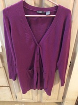 KERSH ESSENTIALS WOMENS CARDIGAN BURGUNDY SWEATER - SIZE LARGE - BUTTON UP - $23.47