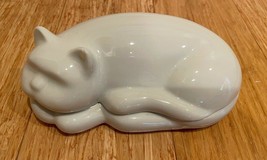 Vintage Andrea by Sadek Japan white porcelain cat box - £11.98 GBP