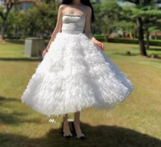 WHITE Tiered Tulle Skirt Women Fluffy White Tulle Maxi Skirt Plus Size 