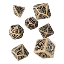 Q Workshop Revised Celtic Dice Set 7pcs (Beige &amp; Black) - £30.52 GBP