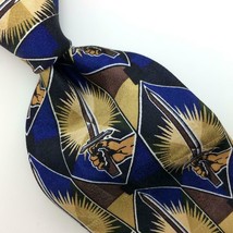 Inspire Swords Christianity Blue Gold Children Boy&#39;s Tie Silk IN15-178 New - £19.73 GBP