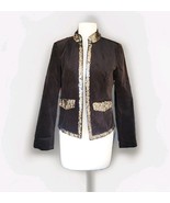 Michael Kors Velvet Jacket Beads Sequins Hook And Loop Closing Black Sz ... - $42.08 CAD