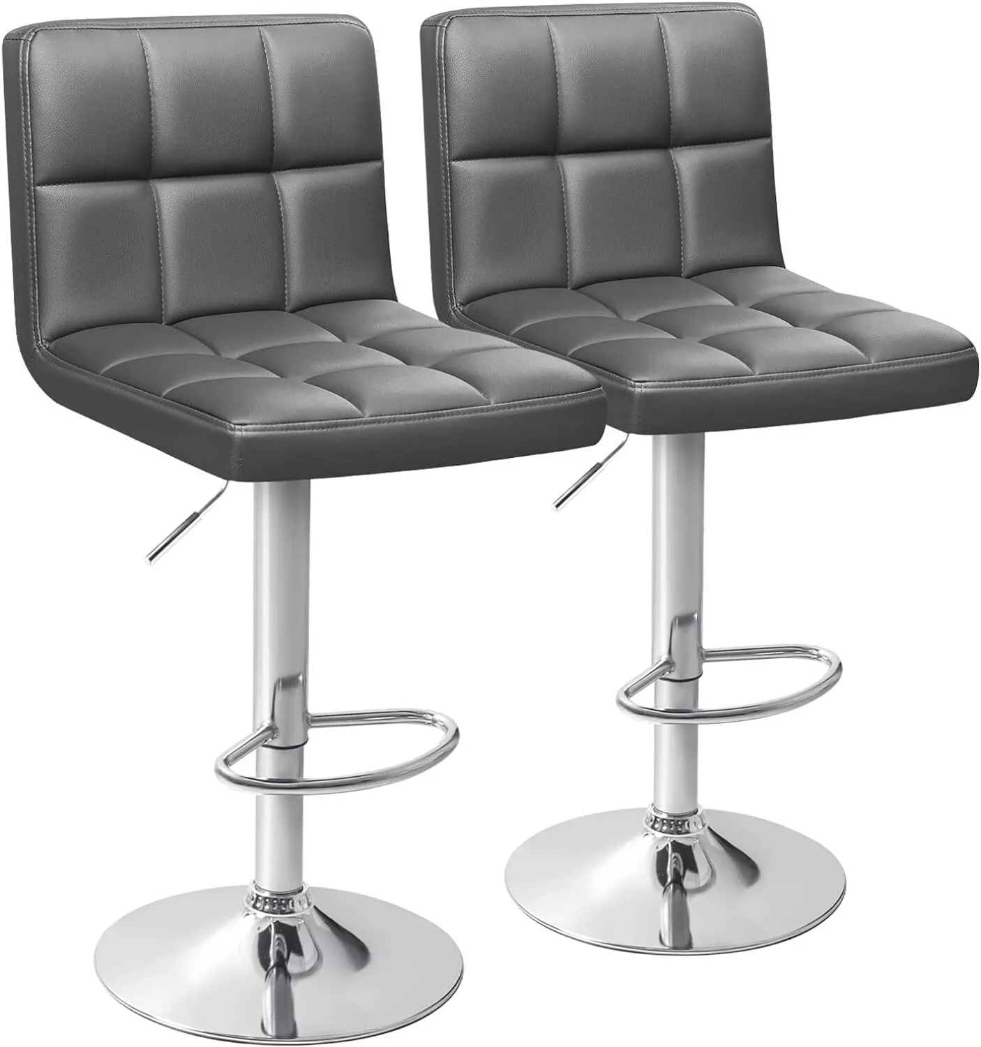 Gray Modern Dining Chair Set of 2: Adjustable Counter Height Swivel Bar ... - $132.96 CAD