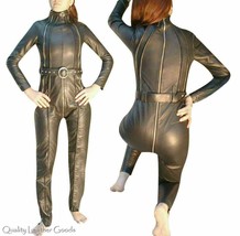 Female Bespoke Leather Catsuit Gothic Jumpsuit Steampunk Bluf Halloween Belted - £172.20 GBP