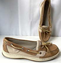 Sperry Top-Sider Women Angelfish Boat Shoes Beige Leather SlipOn Memory Foam 9.5 - £14.72 GBP
