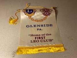 Lions Club Glenside PA Home of the First Leo Club Banner Flag 8.5 x 6 inches - £19.60 GBP