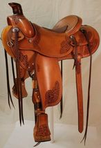 Eco-Leather Western Wade Tree Horse Saddle color Chestnut, Size (13&quot; - 17&quot;) Inch - £432.60 GBP