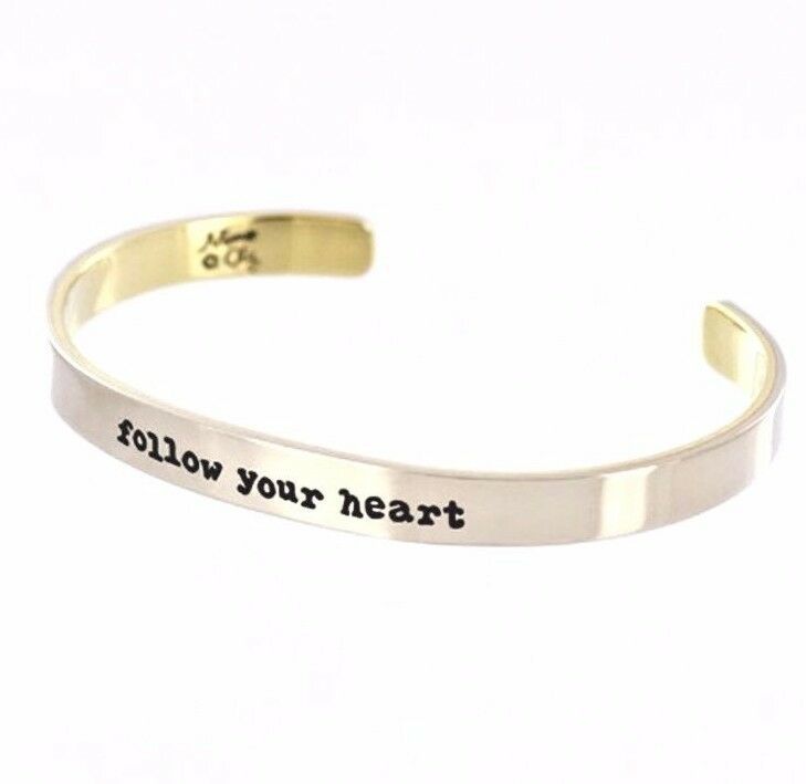 Cuff Bracelet Quote Bracelet FOLLOW YOUR HEART Adjustable Cuff Bracelet NEW * - $16.99