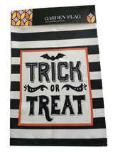 Halloween Garden Yard Flag 12&quot;x 18&quot; Trick Or Treat Bat Bats Black White Stripe - £17.23 GBP