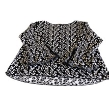 CHICOS Sweater Shirt Womens Size 3 Top Long Bell Sleeve Black White Reve... - $25.19