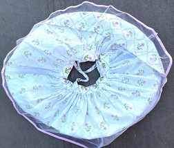 VTG 50s Girls Pinafore Skirt Rose Print Polished Cotton Tulle Petticoat ... - $74.20