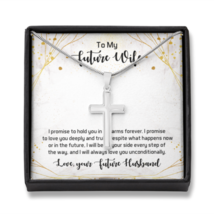 To My Future Wife I Promise To Hold You In My Arms Forever Cross Card Necklace  - £37.49 GBP+