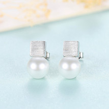 Pearl Stud Earrings S925 Silver Earrings Love Girl Ear - £13.58 GBP