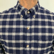 RedHead M Blue Plaid Cotton Flannel Long-Sleeve Shirt Button-Down - £20.68 GBP