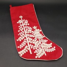 Bella Lux 20&quot; Heavy Wool Blend Christmas Stocking White Xmas Tree 3D Applique - £20.73 GBP