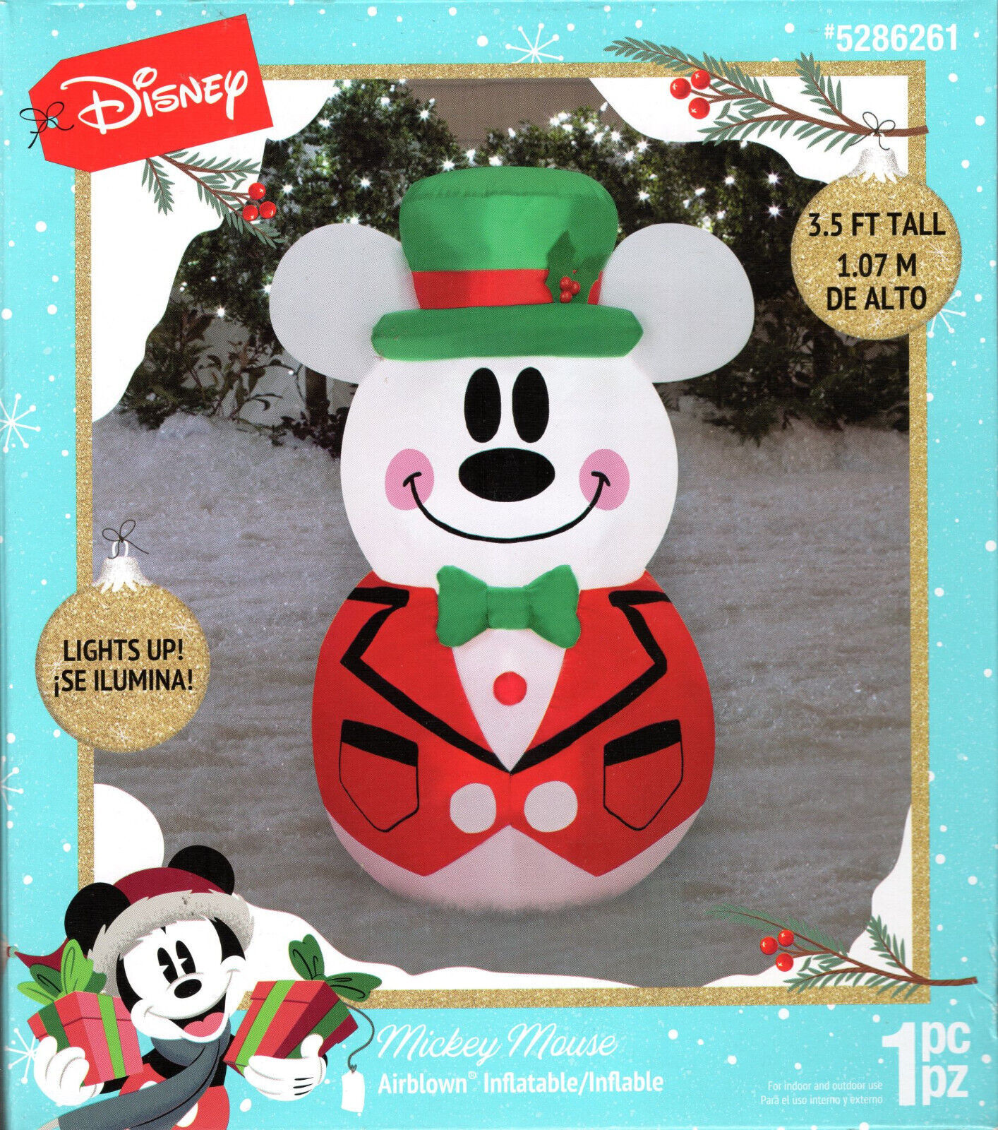 Primary image for DISNEY 5286261 GEMMY 882013 MICKEY MOUSE CHRISTMAS INFLATABLE 3.5' - NEW!