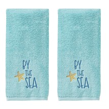 By Saturday Knight Ltd. Ocean Watercolor Hand Towel, Blue (2-Pack), 16X26 - £26.61 GBP