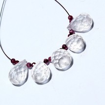 Crystal Quartz Faceted Drop Pink Moonstone Beads Natural Loose Gemstone Jewelry - £2.33 GBP