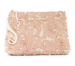 Betsey Johnson Swirled Petals Cosmetic Case Blush Large 11&quot; x 7.5&quot; Great Gift - £42.87 GBP
