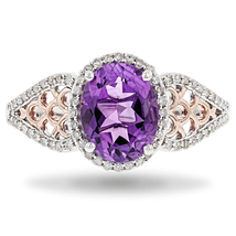 Enchanted Disney Fine Jewelry Ariel Ring Amethyst &amp;White Diamond Engagement Ring - £97.29 GBP