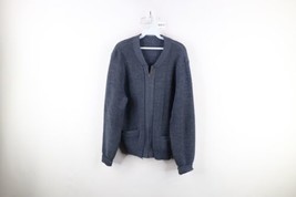 Vtg 50s 60s Mens M Union Made Wool Blend Ribbed Knit Full Zip Cardigan Sweater - £126.57 GBP