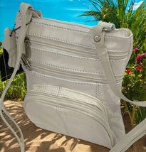 New WHITE Small Leathers Crossbody Messenger Purse Bag  Adjustable Strap - $26.17