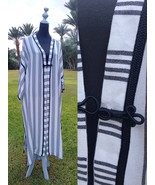 New Black and white Cotton lounge wear Rayon kimono Kaftan Robe,  Beach ... - £102.79 GBP