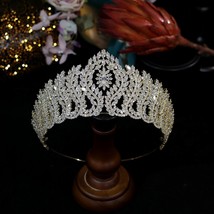 Luxury Queen Crown CZ Bridal Hair Accessories Golden Large Crowns and Rose Gold  - £112.30 GBP