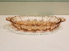 Vintage Oyster and Pearl Pink Depression Glass Divided Dish - £9.46 GBP