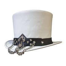 Silver Cross Band Leather Top Hat - $285.00